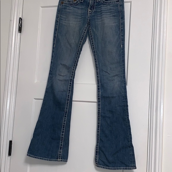 TRUE RELIGION WHITE STITCH FLARE JEANS SIZE 25 - Picture 5 of 6
